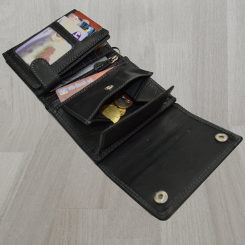 flevado Herrengeldbörse Brieftasche RFID Schutz Hosenkette Echt Leder Hochformat